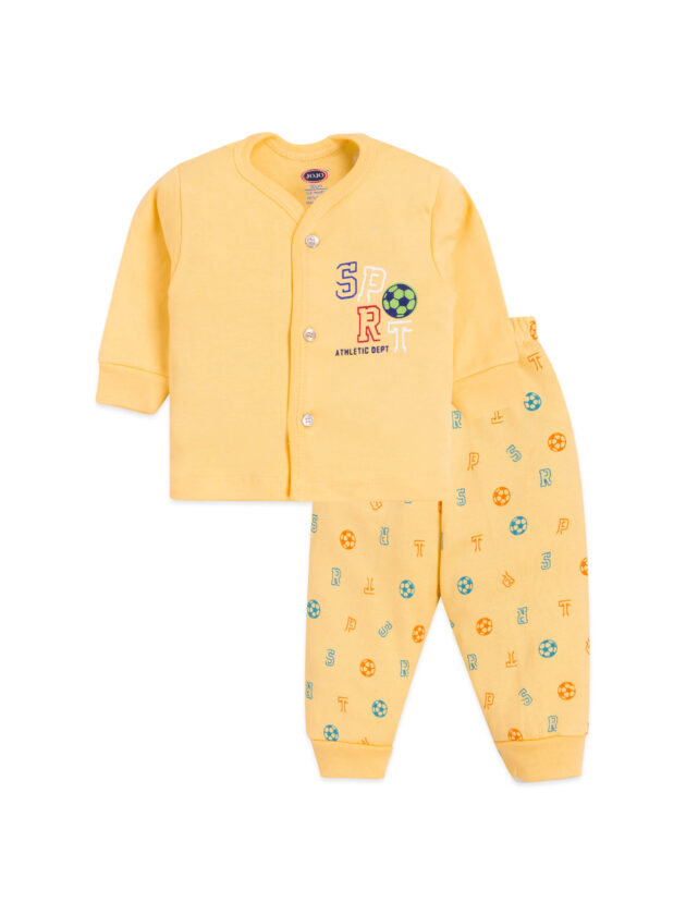 New Born Casual Full Open (Full Sleeve) Suit with Football and Alphabet Pattern - Image 2