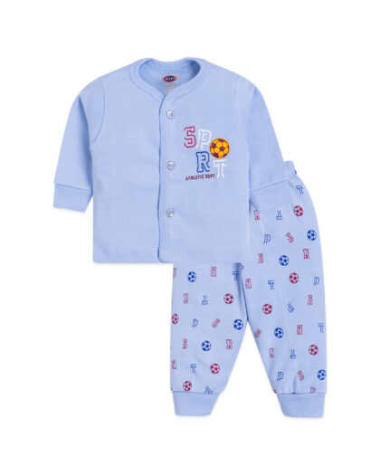 New Born Casual Full Open (Full Sleeve) Suit with Football and Alphabet Pattern
