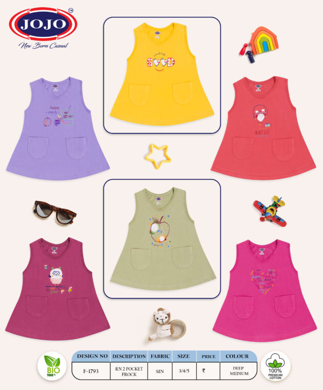Pocket Frock with Cute Birds and Alphabets - Image 2