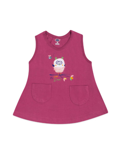 Pocket Frock with Cute Birds and Alphabets