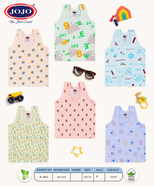 JoJo Boys Cotton Vest – Alphabet & Shapes Print Sleeveless Tank - Image 8