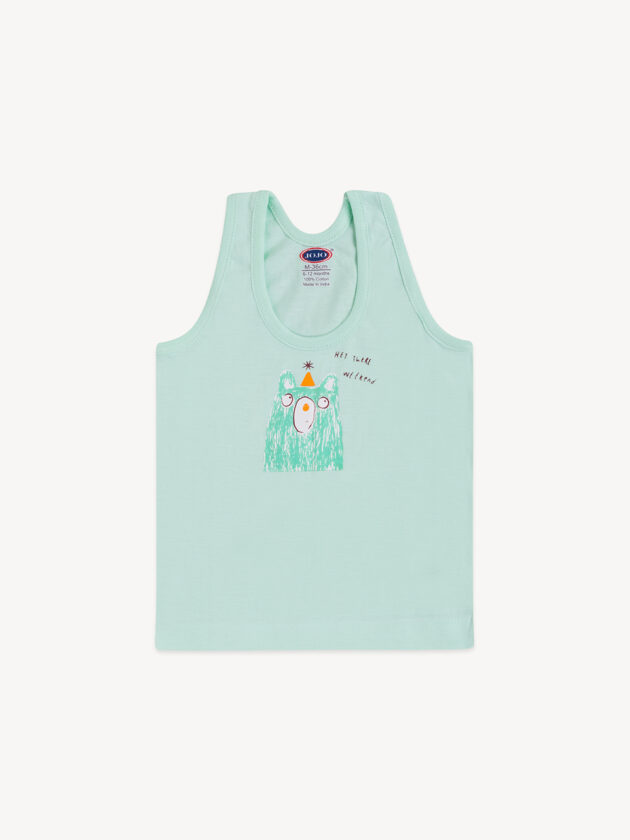 Cotton Printed Baby Sleeveless Vest - Cartoon & Quote RN Tank Top