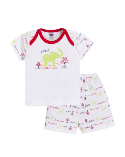 Solder/Open Half Sleeve Suit with Elephant and Tree Prints