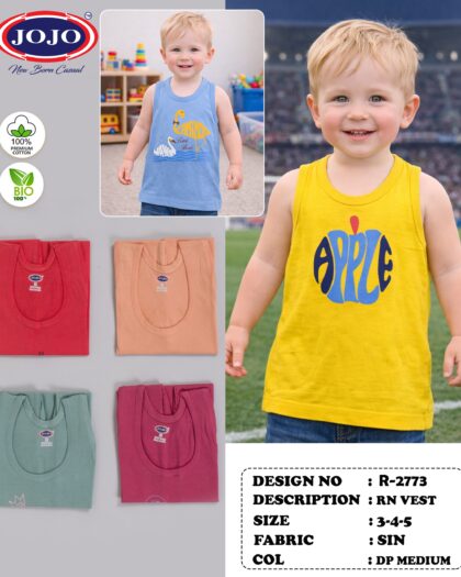 JOJO Premium Cotton RN Vest for Kids – Soft, Breathable & Everyday Comfort