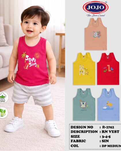 JOJO Premium Cotton Boys Printed Round Neck Vest
