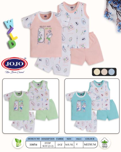 JOJO “Reflect Make Your Time” Boys 2+2 Cotton Suit Set – Premium Interlock Fabric