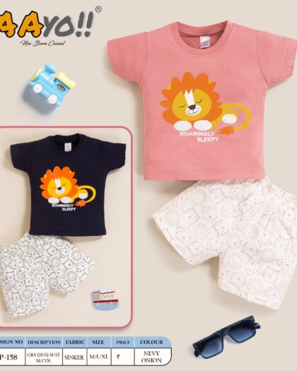 AAYO “Roaringly Sleepy” Half Sleeve Kids Suit – Premium Sinker Cotton