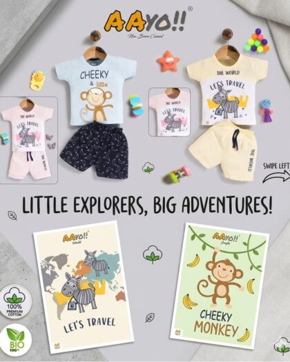Aayo’s Little Explorers Shorts and Shirt Collection in Animal Graphics